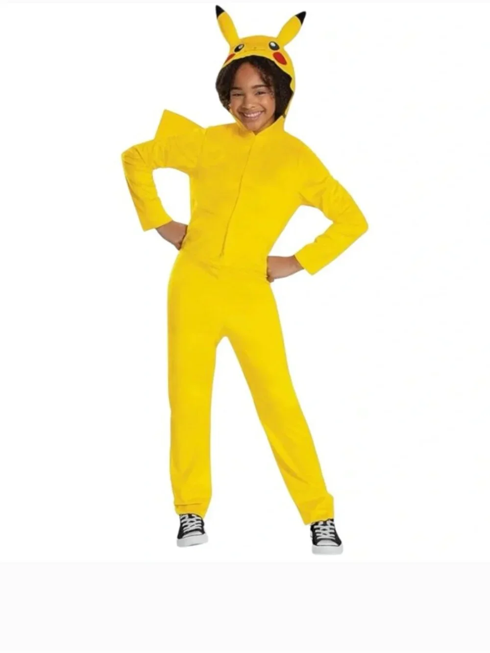 Pokemon Pikachu Halloween Costume 7/8 Yellow Classic Hooded Jumpsuit Unisex Kids